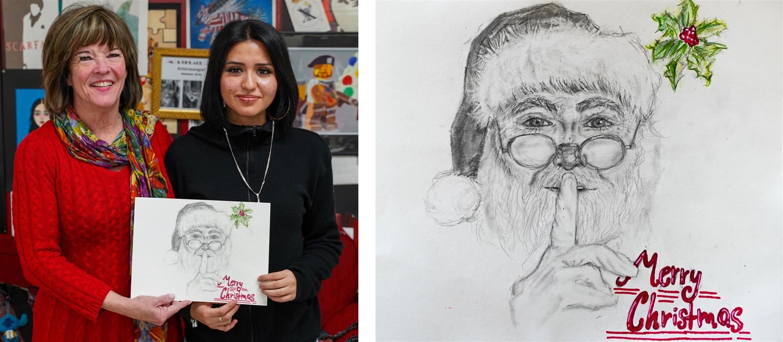GHS junior’s Santa sketch selected for this year’s GISD holiday card!